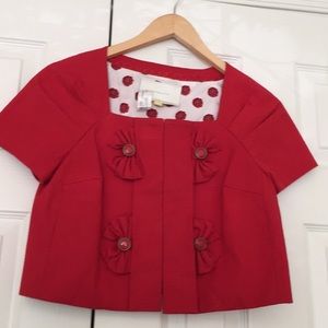 Anthropologie Leifsdottir Red Cropped Jacket